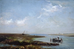 La grève à l'île de Ré, Huile sur toile de Jules Lucien Giraudeau, 1881