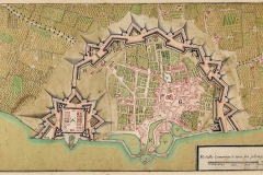 Plan de la ville et citadelle de Saint-Martin, sans doute plan du Génie, encre et aquarelle sur papier, 1722