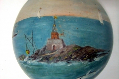 Le phare de l’enfant perdu, huile sur calebasse de Daniel Capbal, 1er quart du XXe siècle